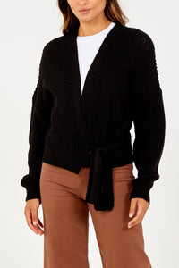 BLACK Wrap Front Cardigan