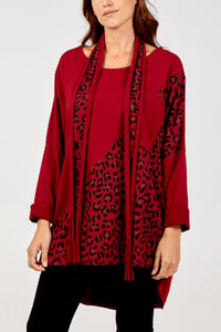 WINE Oversized Leopard Print Scarf Top