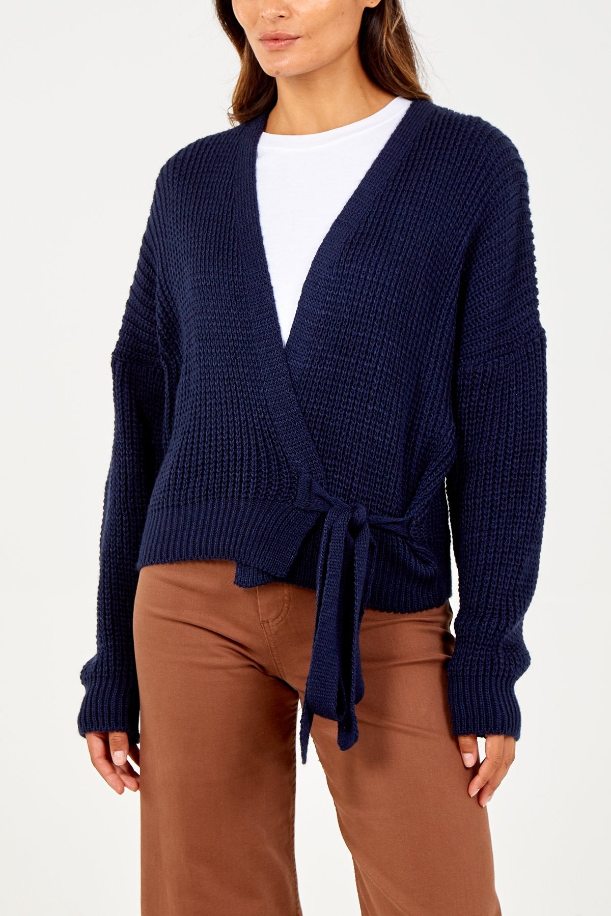 NAVY Wrap Front Cardigan