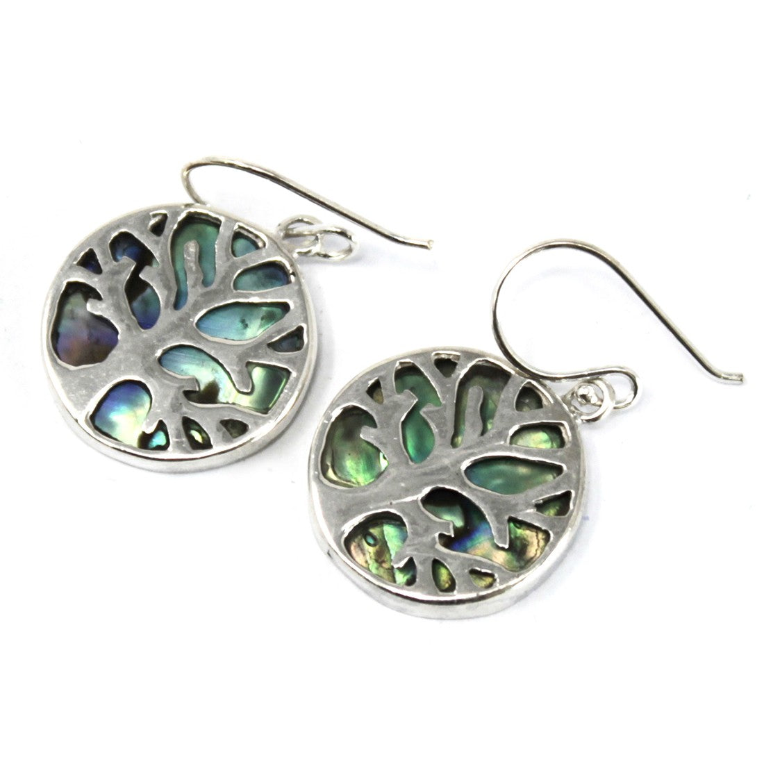 Tree of Life Sterling Silver Earrings 15mm - Abalone