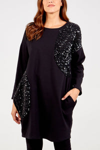 BLACK Sequin Detail Jumper Dress