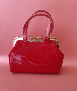 RED Patent with Diamante Design Handbag