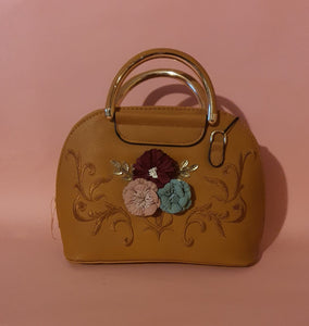 TAN Floral Handbag