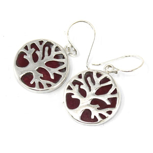 Tree of Life Sterling Silver Earrings 15mm - Coral Effect