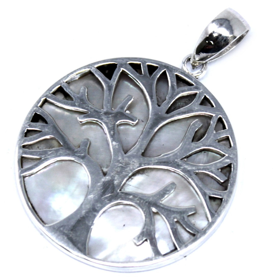 Tree of Life Sterling Silver Pendant 30mm - Mother of Pearl