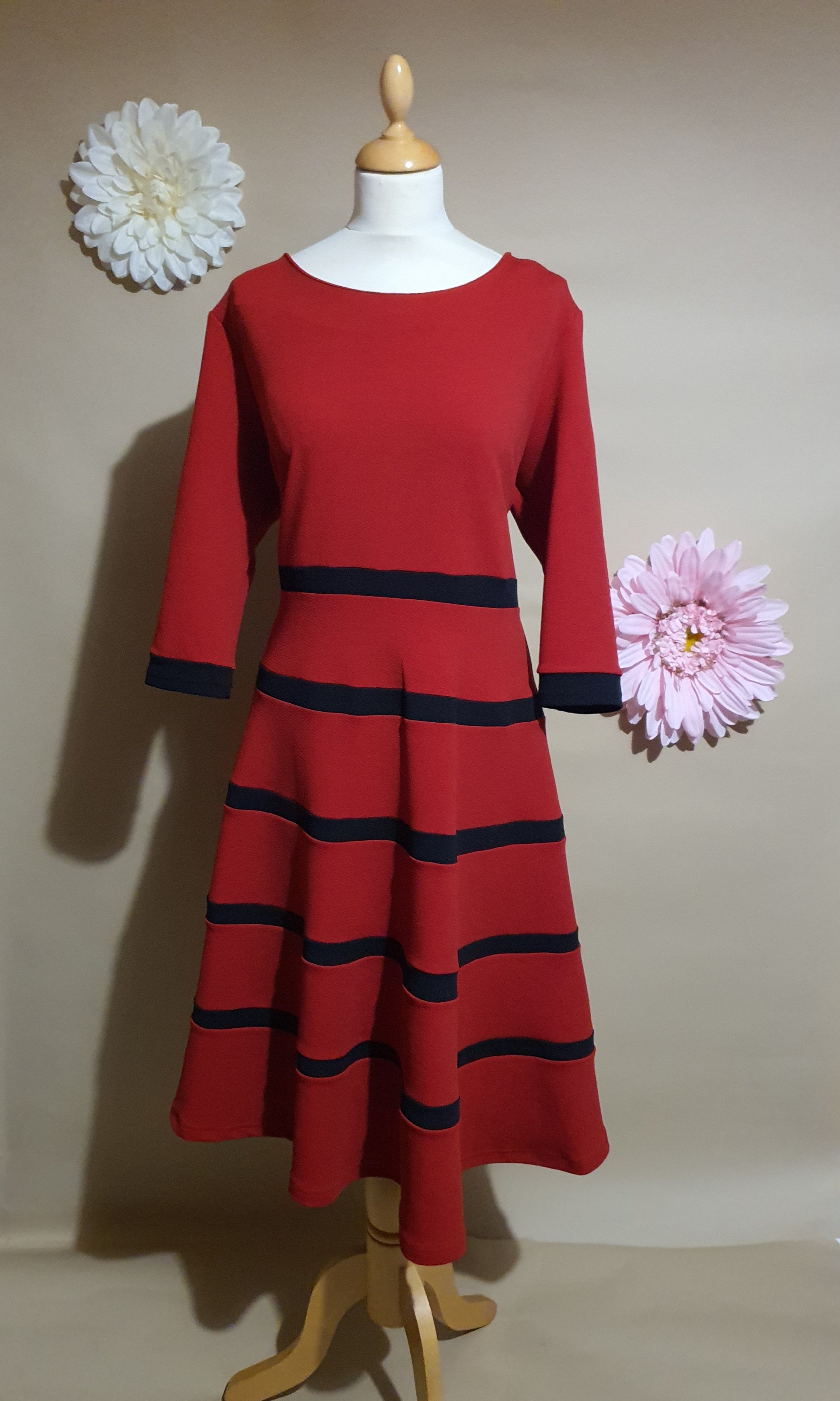 Red Dress with Black Stripe