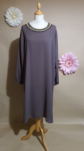 Taupe Glitz Neck Tunic Dress