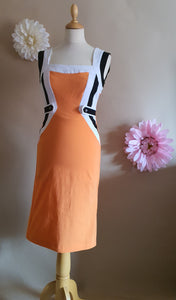 ORANGE Dress with Black and White Trim