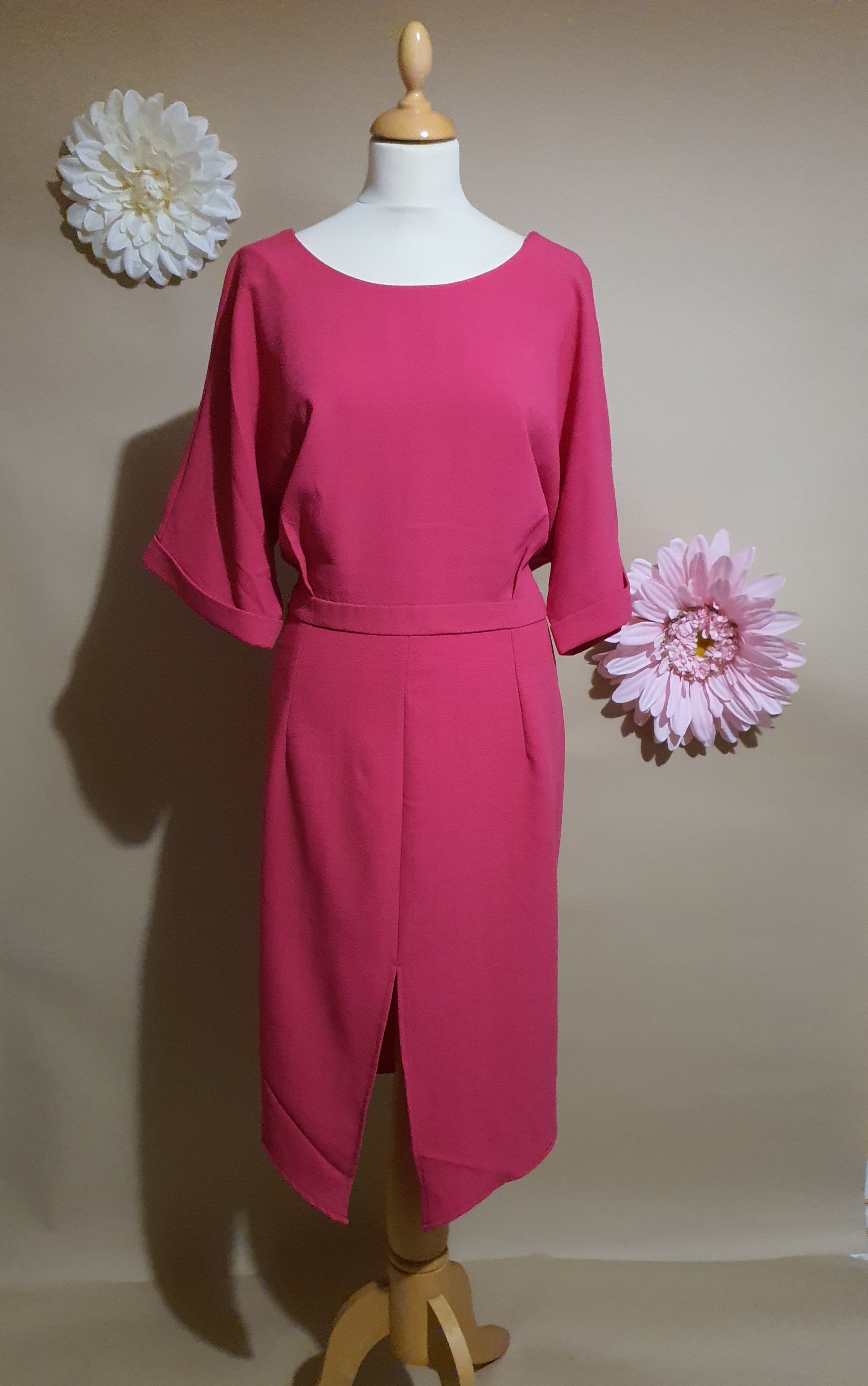 PINK Turn Up Sleeve Dress