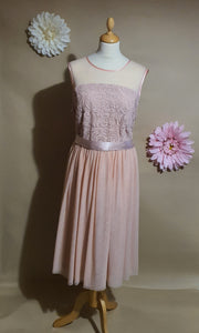 Peachy Pink  Embroidered Top Tulle Skirt Dress