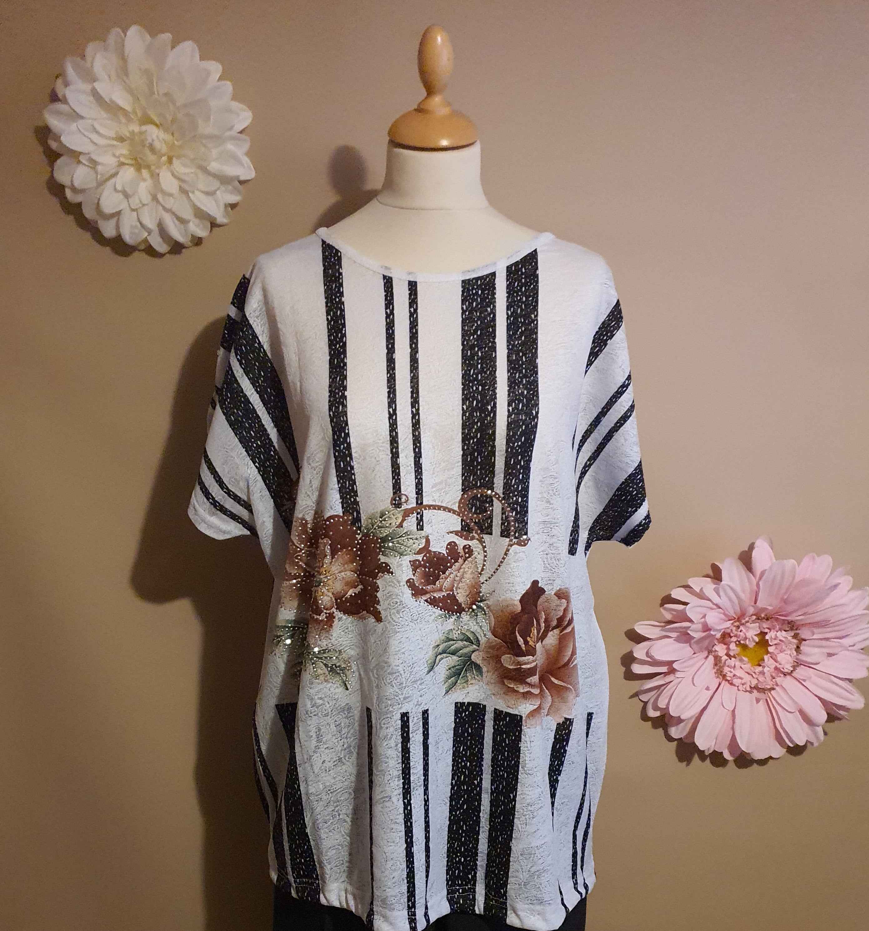 MULTI Stripe Floral Top