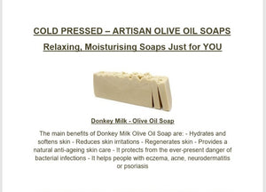 Donkey Milk - Olive Oil Soap - HandCrafted - 100gm Bar appx