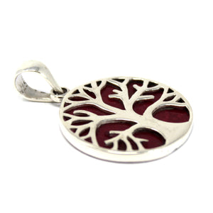 Tree of Life Sterling Silver Pendant 22mm - Coral Effect