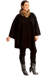 BLACK Tiger Print Snood Neck Poncho