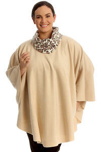 BEIGE Leopard Print Snood Neck Poncho