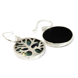 Tree of Life Sterling Silver Earrings 15mm - Abalone