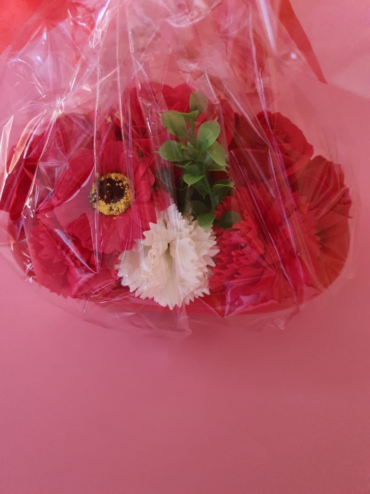 RED Ceramic Bath Soap Flower Arrangement