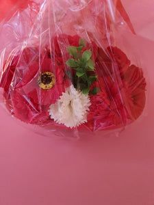 RED Ceramic Bath Soap Flower Arrangement