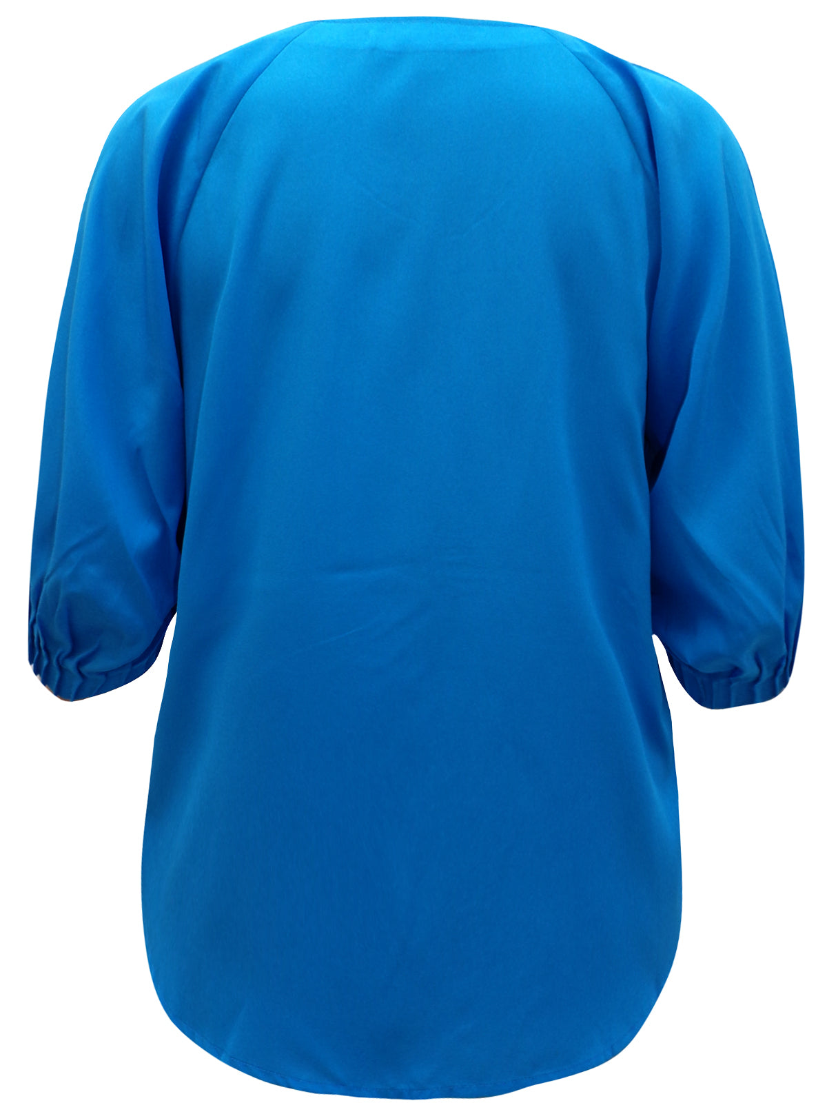 BLUE Pleated Button Top 3/4 Sleeve - Sizes 12-22