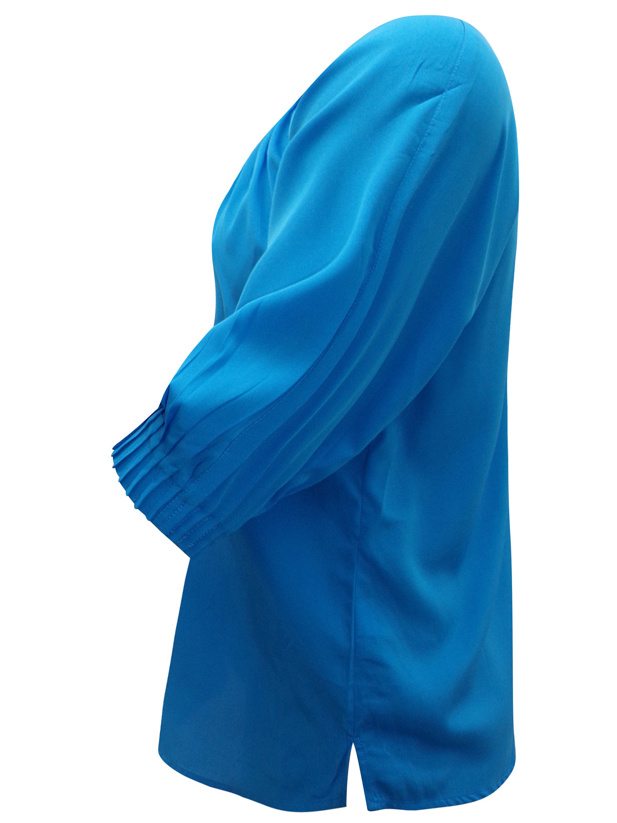 BLUE Pleated Button Top 3/4 Sleeve - Sizes 12-22