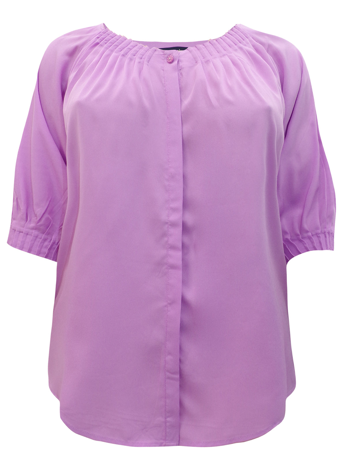 LILAC Button Through Pleated 3/4 Sleeve Top Sizes 12-22