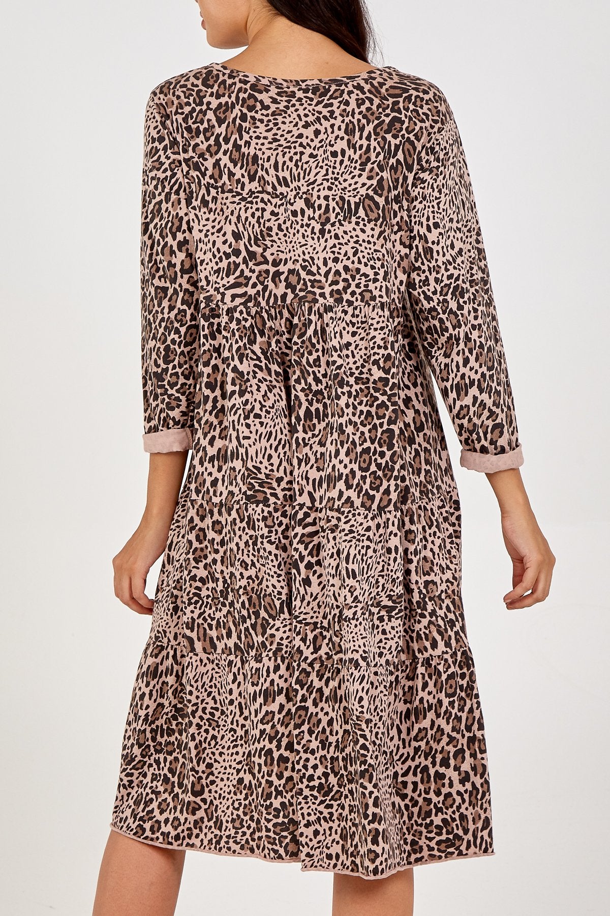 STONE Leopard Print Smock Midi Dress