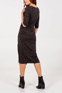 CHARCOAL Leopard Print Long Sleeve Parachute Dress