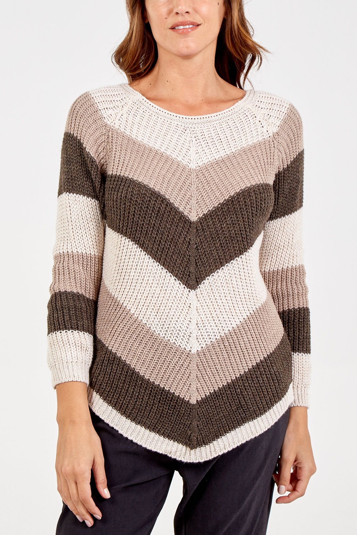 MOCHA Chevron Pattern Knit Jumper