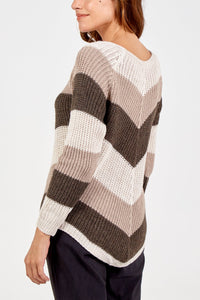 MOCHA Chevron Pattern Knit Jumper