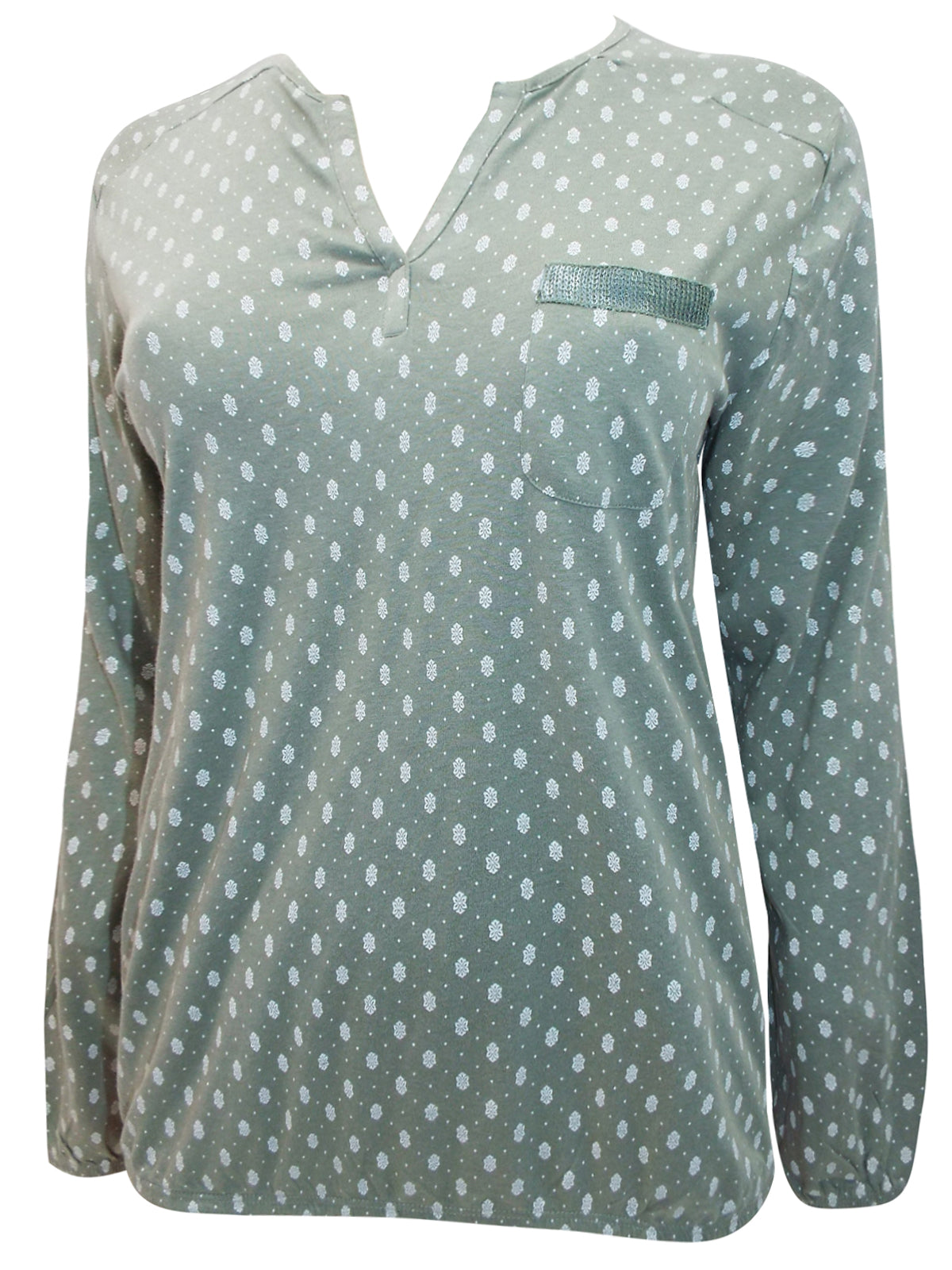 SAGE Modal Blend Embellished Pocket Printed Top Sizes 14-24