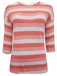 CORAL Striped Half Sleeve Tie Back Top Sizes 12-18