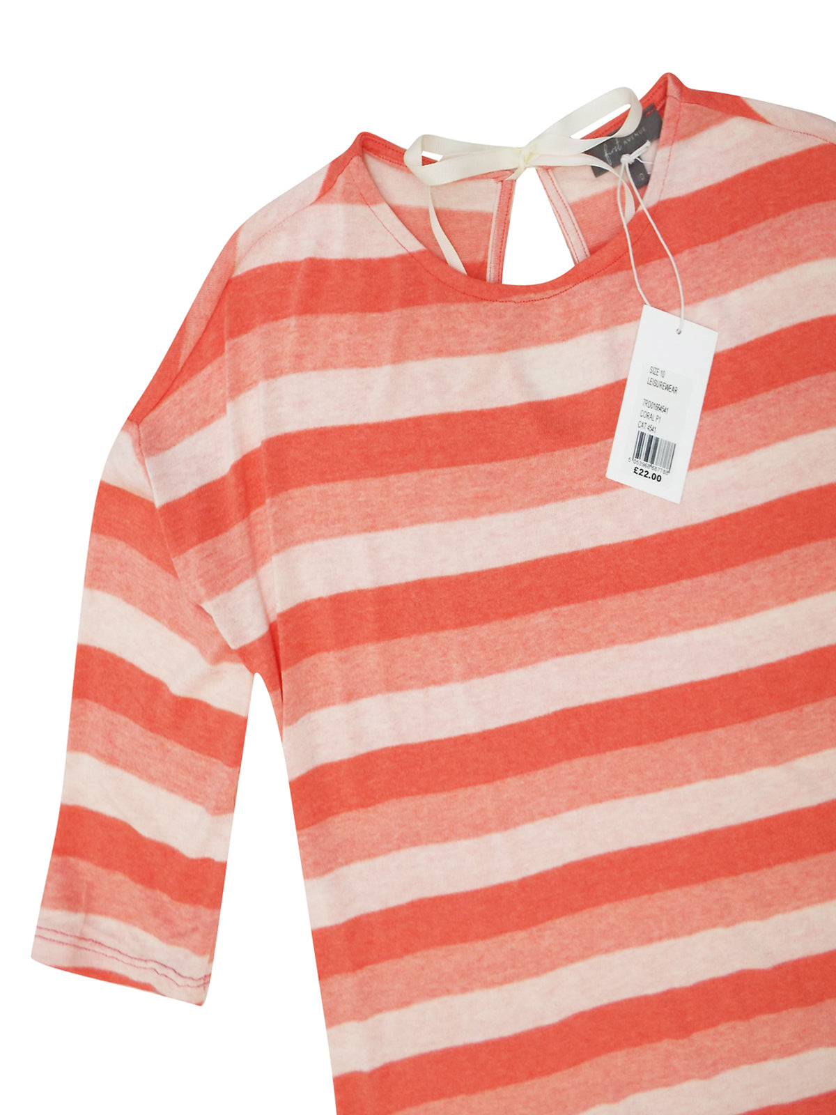 CORAL Striped Half Sleeve Tie Back Top Sizes 12-18