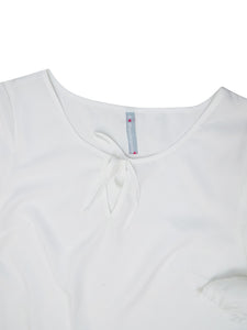 WHITE Tie Neck Woven 3/4 Sleeve Top Sizes 16-22