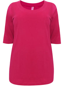 CERISE Cotton Elastane Seamed Scoop Neck Top - Sizes 16-32