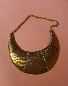 GOLD Colour Burnished Necklace with Diamante